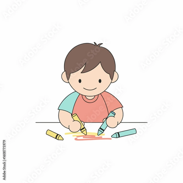 Obraz child drawing with pencil