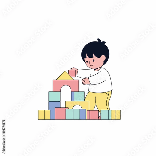 Obraz boy playing with blocks
