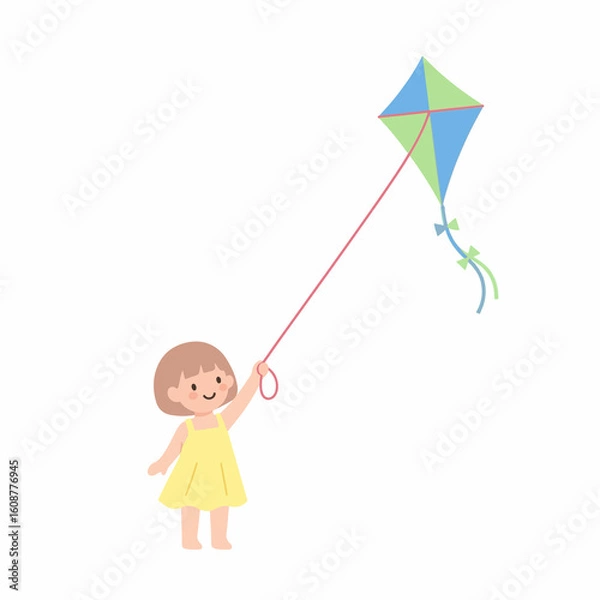 Obraz girl flying kite