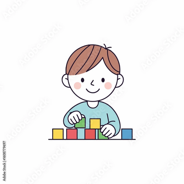 Obraz children playing with building blocks