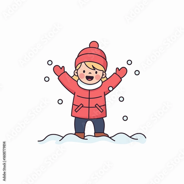 Obraz boy playing with snow