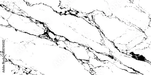 Fototapeta A high-resolution, close-up shot of a white marble or quartz surface with prominent, intricate black veining. The pattern should suggest natural stone,ideal for countertops, flooring,or wall cladding.