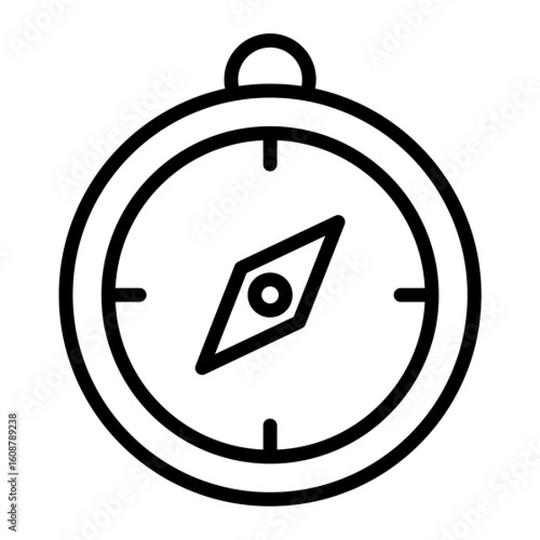 Fototapeta Classic Compass Navigation Tool Icon. Symbol for Direction Exploration Travel and Outdoor Adventure Guidance. Line Art Vector Illustration for Global Discovery.
