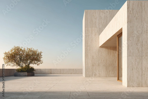 Fototapeta photorealistic ultraminimalist design featuring modern architectural masterpiece set against seamless contemporary