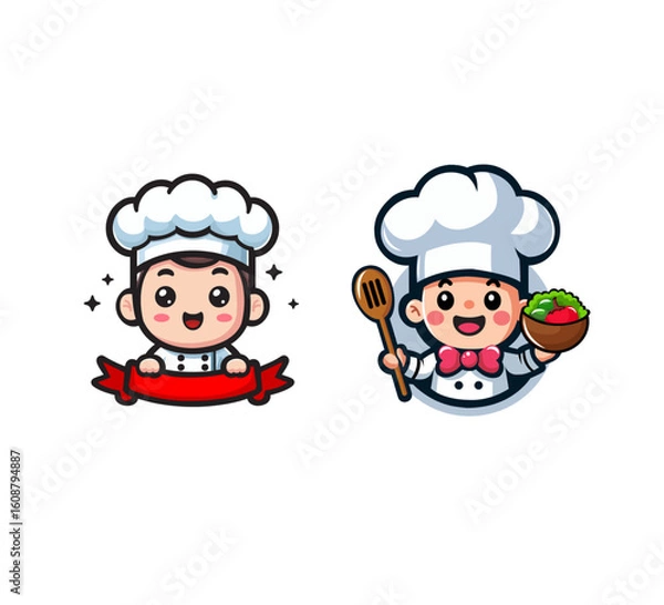 Obraz set cute chef logo