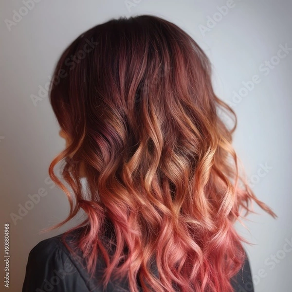 Obraz Gentle ombre transition from coral to wine red, with a calm and refined visual effect.