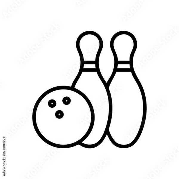 Fototapeta Icon of a bowling ball and pins representing the sport