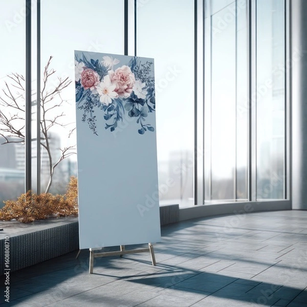 Obraz Event standee mockup for weddings and corporate events, showcasing clear brand display.