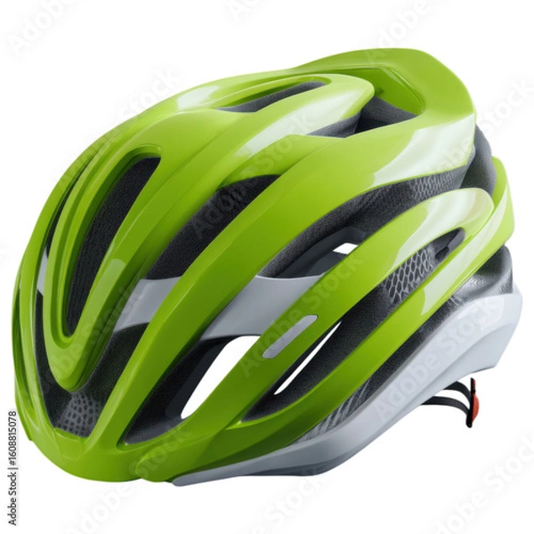 Fototapeta Bright Green Bicycle Helmet with Sleek Design and Ventilation Features