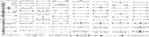 Fototapeta Elegant decorative dividers, ornate line separators, vintage flourish designs, whimsical borders, and charming embellishments vector