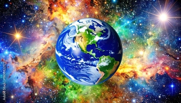 Fototapeta Earth in vibrant cosmos