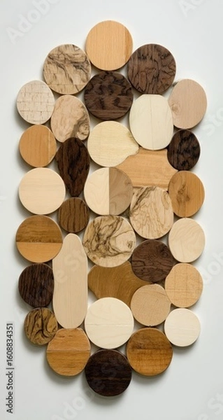 Fototapeta Oval arrangement of various wood circles