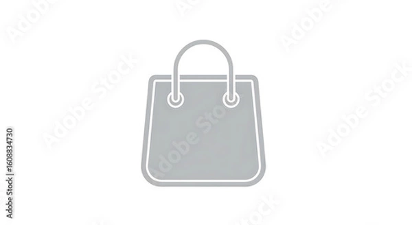 Fototapeta A gray shopping bag with handles on a white background in a simple minimalist style illustration ai generated