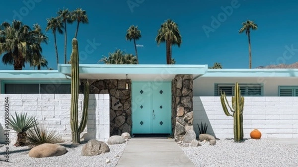 Fototapeta Vibrant mid-century modern house