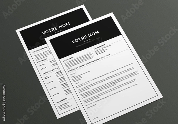 Fototapeta Modèle de CV et lettre de motivation - Standard