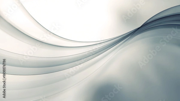 Fototapeta Abstract background featuring flowing white and gray waves with subtle gradient and soft lighting