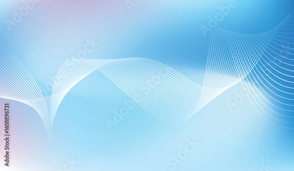 Obraz Abstract blue gradient background with sparkling wavy lines. Minimal background.