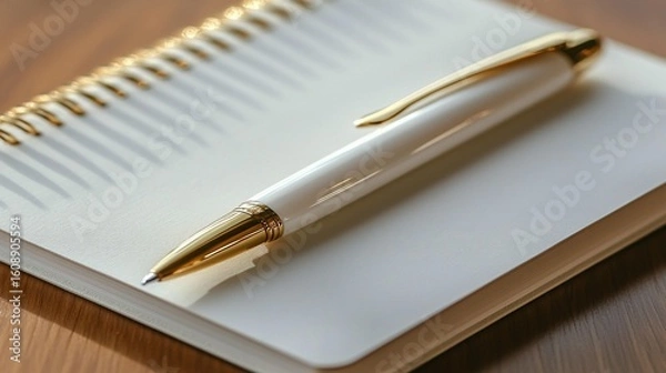 Obraz White Pen, Spiral Notebook, Note-Taking