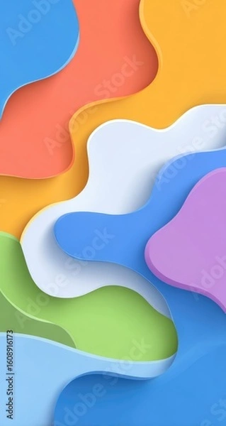 Fototapeta Abstract layered shapes in pastel colors