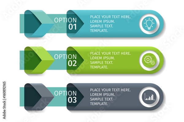 Fototapeta Infographic arrows with 3 step up options and glass elements. Vector template in flat design style