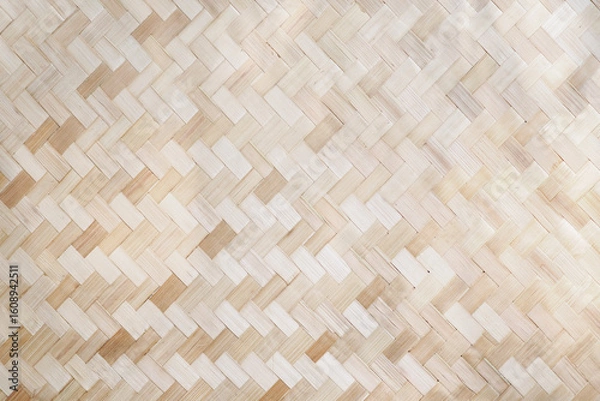 Fototapeta Weave wood wall texture seamless pattern, a hand-crafted bamboo background.