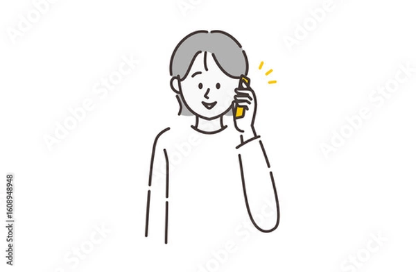 Obraz スマホを使っている女性のイラスト