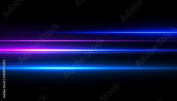 Obraz A digital-era inspired light leak with rich blue and purple tones, VHS-style horizontal noise lines, and subtle bleeding light