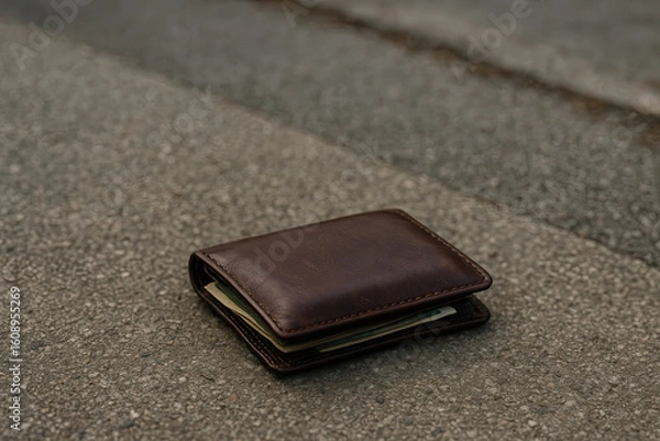 Fototapeta Generative AI: Lost Wallet with money
