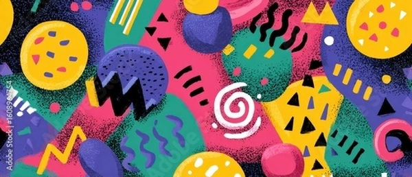 Obraz 90s Retro Abstract Geometric Background