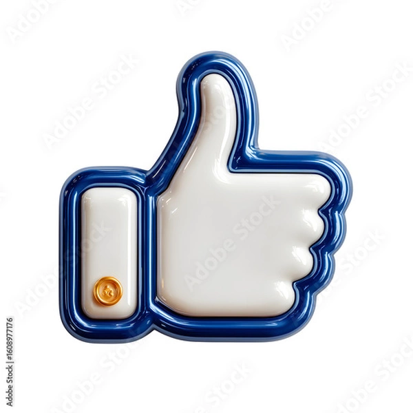 Fototapeta Elegant Photo-Realistic Premium 3D thumbs up like icon with c  stock photo, isolated image, ideal for branding and marketing, print-ready, UI design, graphic design, digital download