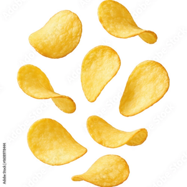 Obraz Scattered potato chips on a black background isolated transparent background