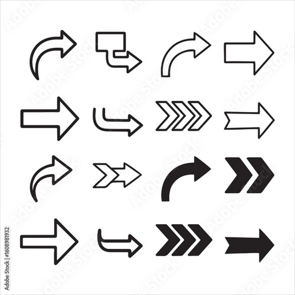 Fototapeta Collection of diverse arrow shapes and styles