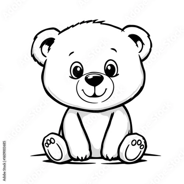 Fototapeta A cute cartoon teddy bear vector illustration with a sweet smile, perfect for a child's design