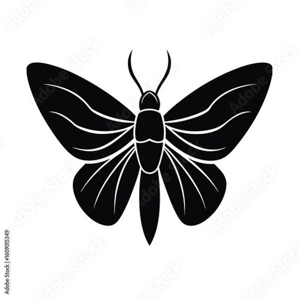 Obraz Black Moth Silhouette Smooth Abstract Spread Wings Vector