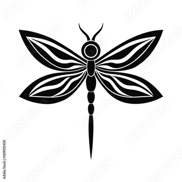 Obraz Elegant Dragonfly Insect Silhouette Abstract Patterned Wings Vector