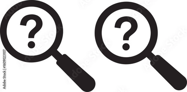 Obraz Two magnifying glasses with question marks silhouette