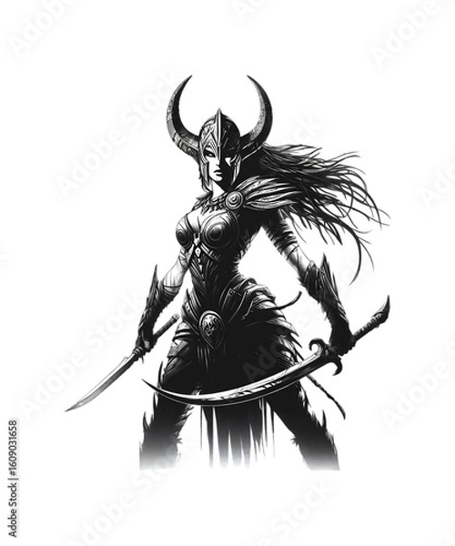 Fototapeta viking warrior shield maiden Valkyrie	
