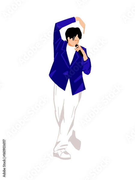 Obraz マイクを持って歌いながら踊るアーティストpng