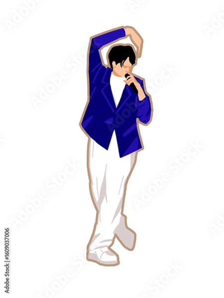 Obraz マイクを持って歌いながら踊るアーティスト　png