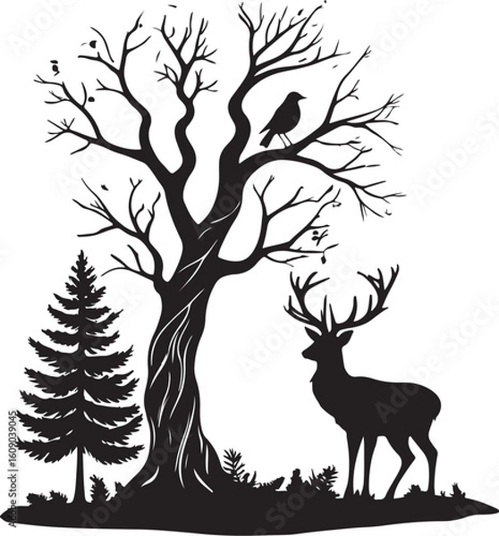 Fototapeta Stylized phoenix silhouette illustration isolated on transparent background