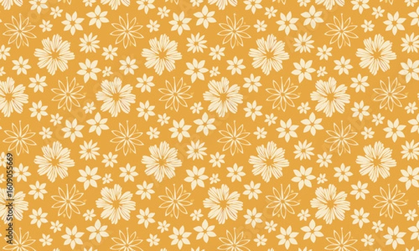Fototapeta An elegant and delicate seamless pattern featuring a variety of flowers in a beautiful monochromatic color palette