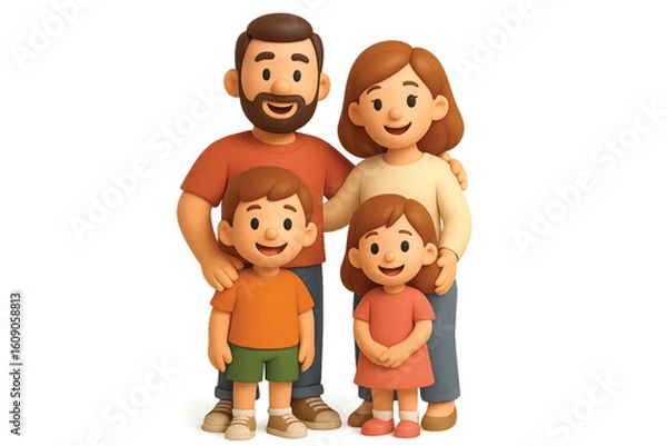 Obraz happy family isolated on white