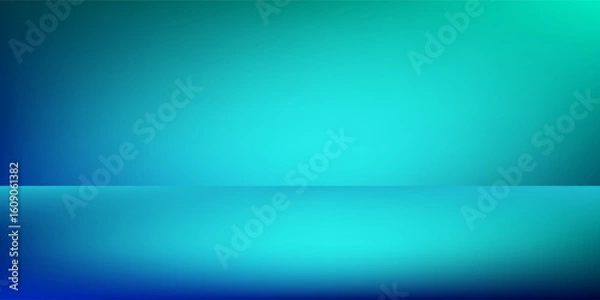 Fototapeta Blue-green gradient studio room, abstract background pattern, walls and floor reflect neon lights, dark tones and feel  speed of digital technology connected blue-green background. Future technology.