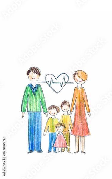 Obraz 家族とハートのイラスト
