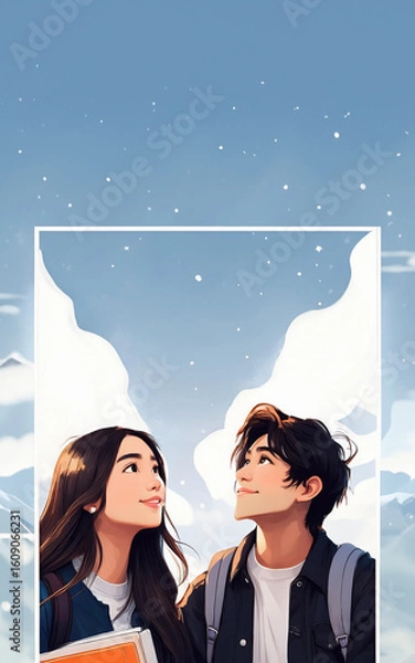 Obraz 夜空を見てる学生