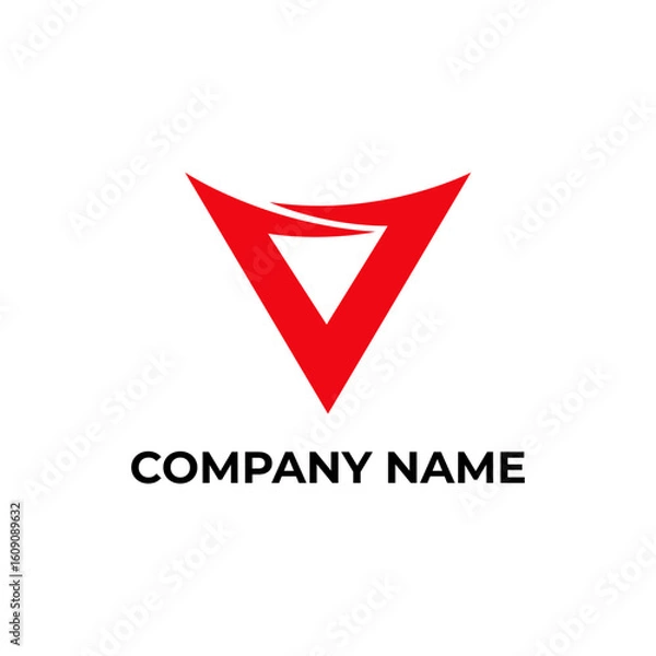 Fototapeta Red letter V Triangle Logo Design
