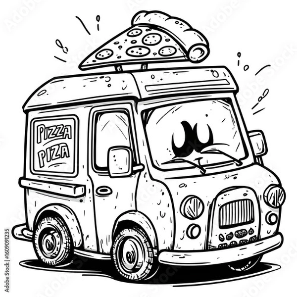 Fototapeta Pizza truck coloring page