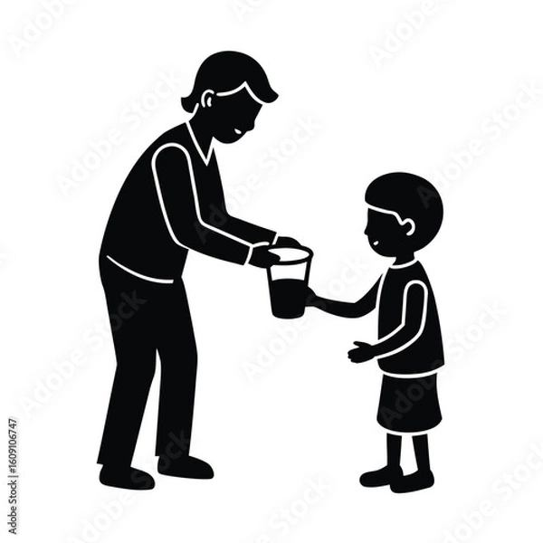 Obraz A people giving water in a chaild