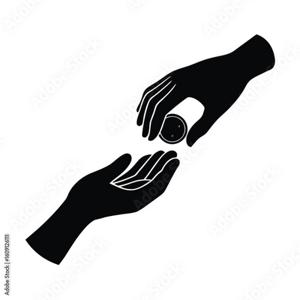 Obraz one hand donate a coin and aother hand take the coin