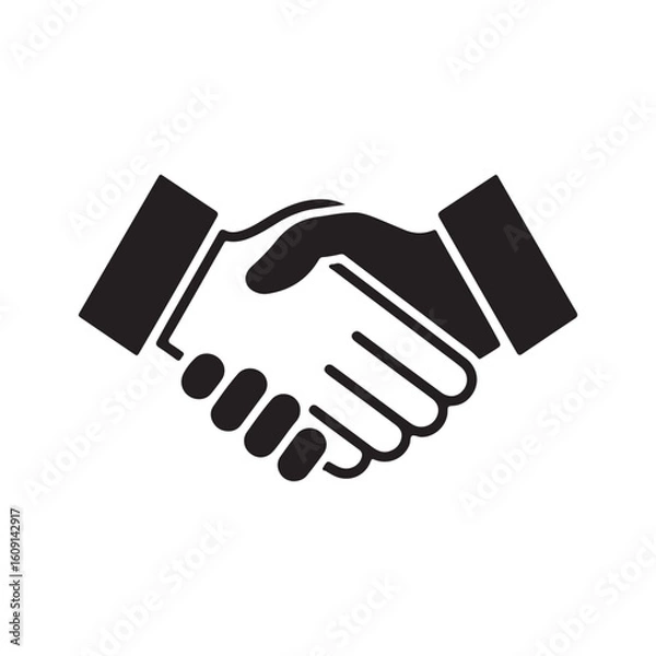 Fototapeta Silhouette icon illustration of a handshake above a hand